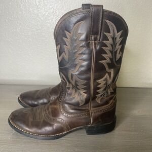 Ariat‎ Mens 9.5 D Heritage Stockman Western Boots Dark Brown Cowboy Embroidered